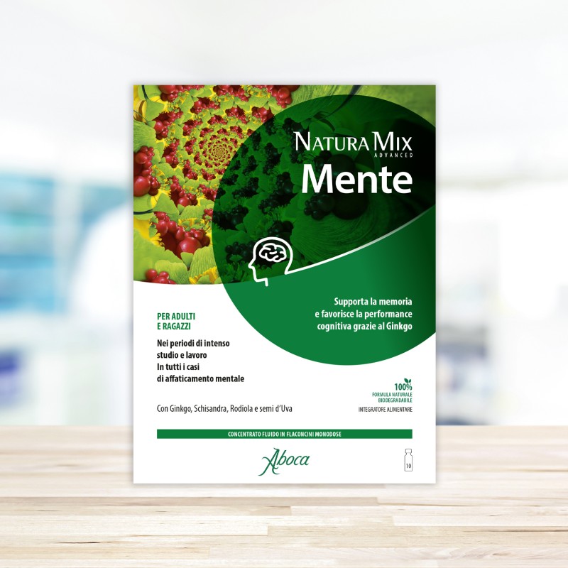 Scatola integra del prodotto Aboca Natura Mix Advanced Mente Concentrato Fluido 10 Flaconcini