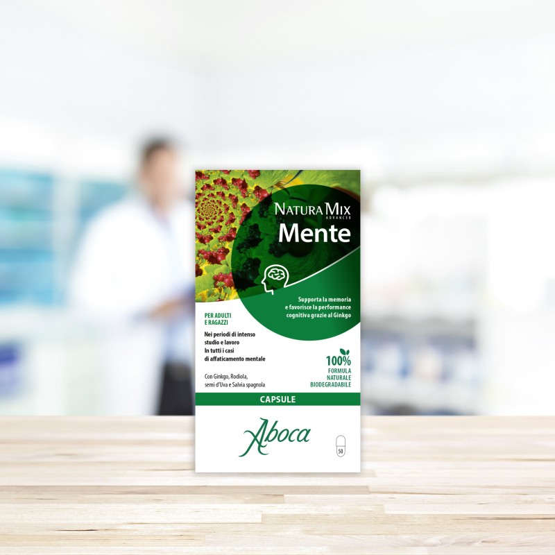 Scatola originale del prodotto Aboca Natura Mix Advanced Mente 50 Opercoli Scatola originale del prodotto Aboca Natura Mix Advanced Mente 50 Opercoli