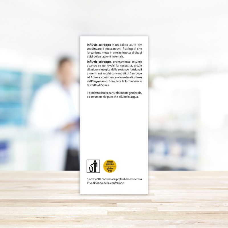 Presentazione grafica di Aboca Influvis Sciroppo per Raffreddore e Sistema Immunitario 100ml