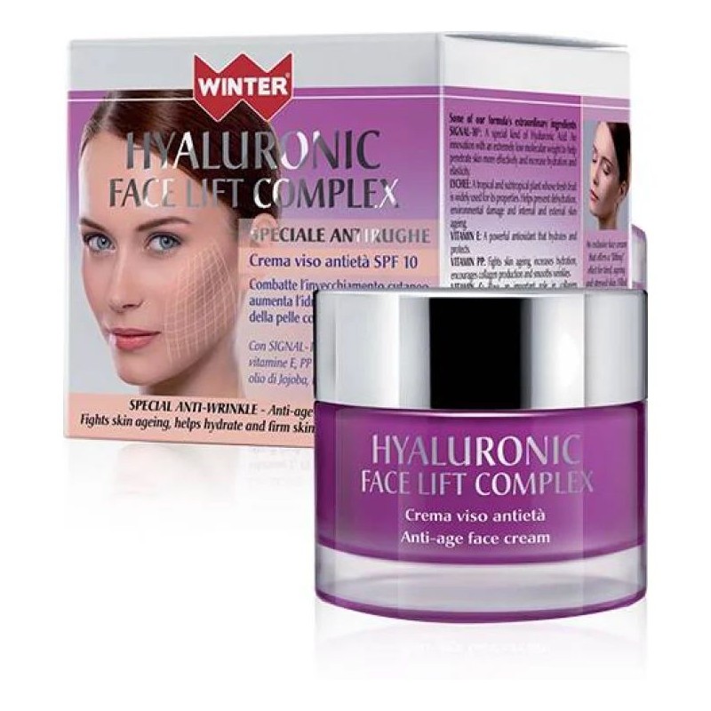 Foto della confezione di Winter Hyaluronic Face Lift Complex crema antietà con acido ialuronico e SPF 10 50ml