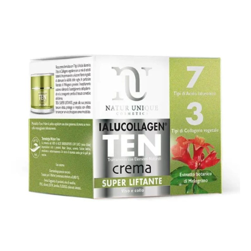 Confezione originale di Natur Unique Ialucollagen Ten Super Liftante Viso Collo – Crema Liftante Antiage 50ml