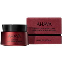 Dettaglio del packaging di Ahava Apple Of Sodom Advanced Deep Crema antirughe per pelle giovane e levigata 50ml Dettaglio del packaging di Ahava Apple Of Sodom Advanced Deep Crema antirughe per pelle giovane e levigata 50ml
