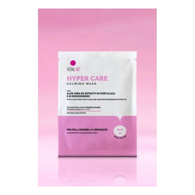 Presentazione grafica di Veralab Hyper Care Mask maschera lenitiva viso per rossori e irritazioni 15ml Presentazione grafica di Veralab Hyper Care Mask maschera lenitiva viso per rossori e irritazioni 15ml