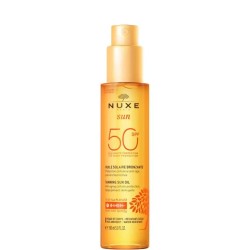 Confezione originale di Nuxe Sun Olio Solare Abbronzante SPF50 per Protezione Solare Viso Corpo 150ml
