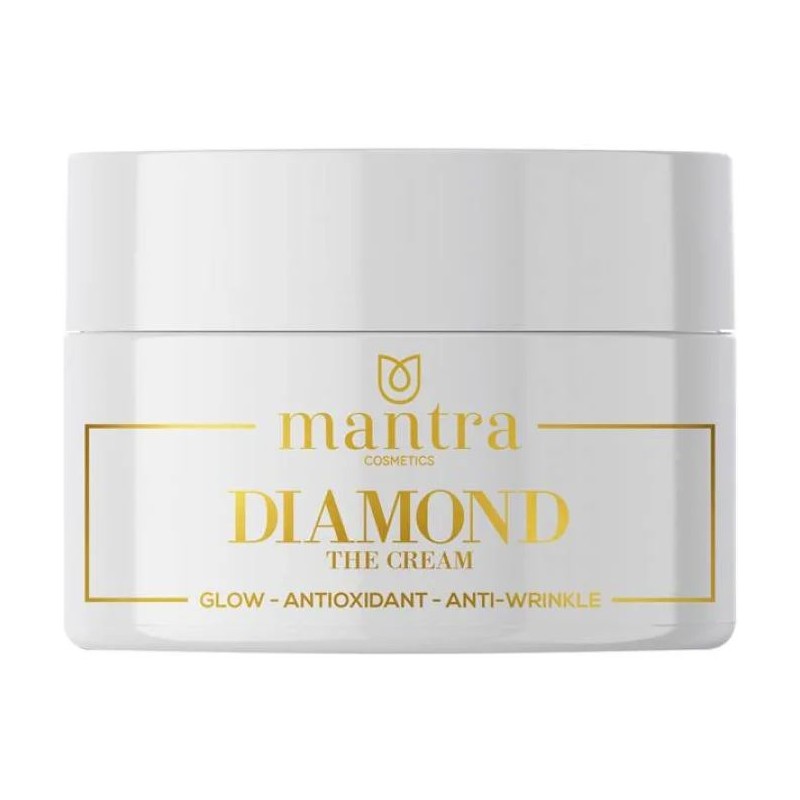 Presentazione grafica di Mantra Cosmetics Diamond The Cream crema viso illuminante antirughe 50ml