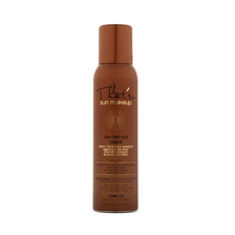 Presentazione grafica di That'So On The Go Clear Spray Abbronzante Viso Corpo per Abbronzatura Naturale 125ml