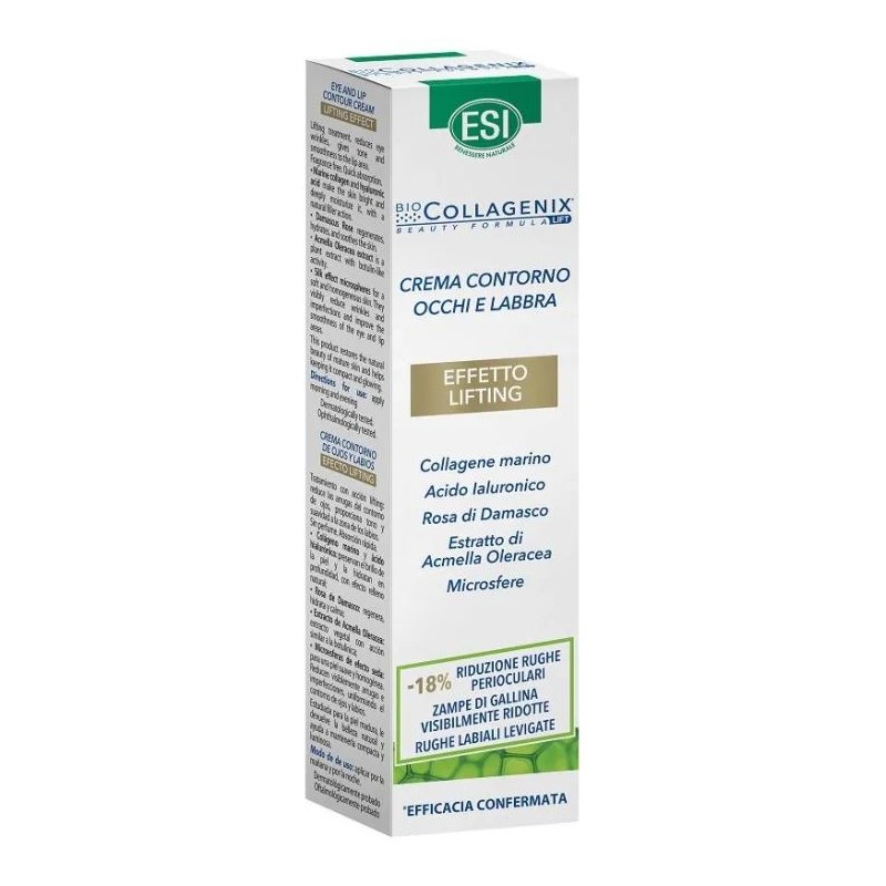 Dettaglio del packaging di Esi Biocollagenix Crema Contorno Occhi e Labbra effetto lifting 15ml Dettaglio del packaging di Esi Biocollagenix Crema Contorno Occhi e Labbra effetto lifting 15ml