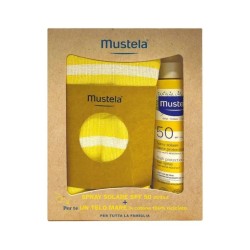 Vista del prodotto: Mustela Spray Latte Solare SPF 50 per Protezione Solare Bambini e Adulti 200ml + Telo Mare