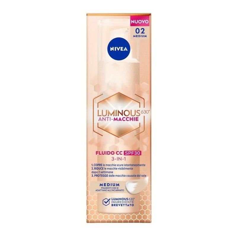 Packaging integro del prodotto Nivea Cellular Luminous630 Fluido Viso Colorato per Macchie e Protezione Solare 40ml Packaging integro del prodotto Nivea Cellular Luminous630 Fluido Viso Colorato per Macchie e Protezione Solare 40ml