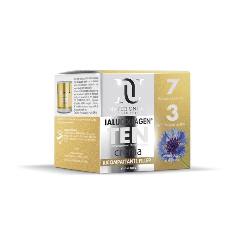 Packaging del prodotto Natur Unique Ialucollagen Ten Crema Ricompattante Filler per Pelle Compatta e Luminosa 50ml