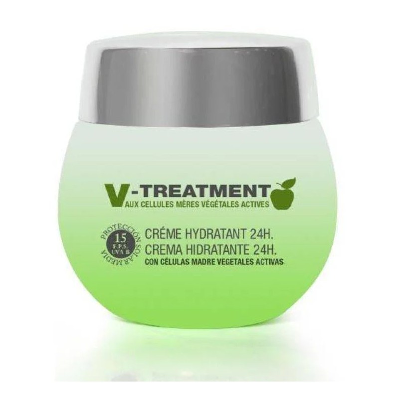 Foto della confezione di Th Pharma V-Treatment Crema idratante viso 24H con SPF15 per protezione e luminosità 50ml