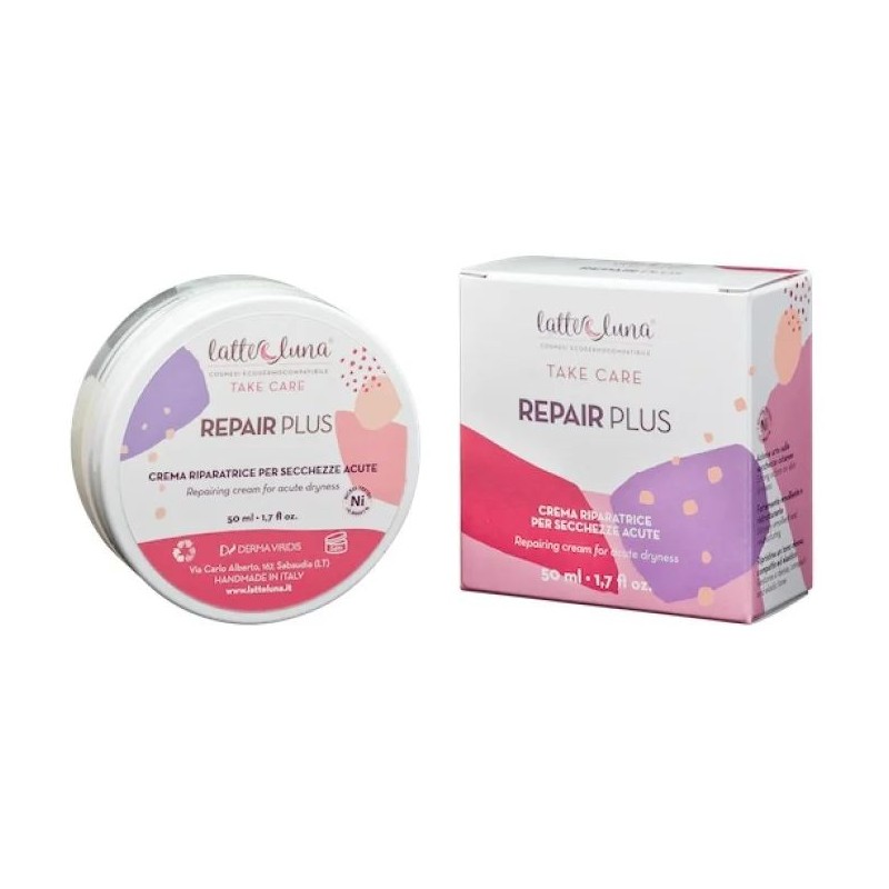 Immagine della scatola di Repair Plus Latte e Luna crema riparatrice per secchezza cutanea 50ml Immagine della scatola di Repair Plus Latte e Luna crema riparatrice per secchezza cutanea 50ml
