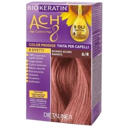 Presentazione grafica di Biokeratin Ach8 Color 6/R tinta permanente per copertura capelli bianchi 50ml + attivatore