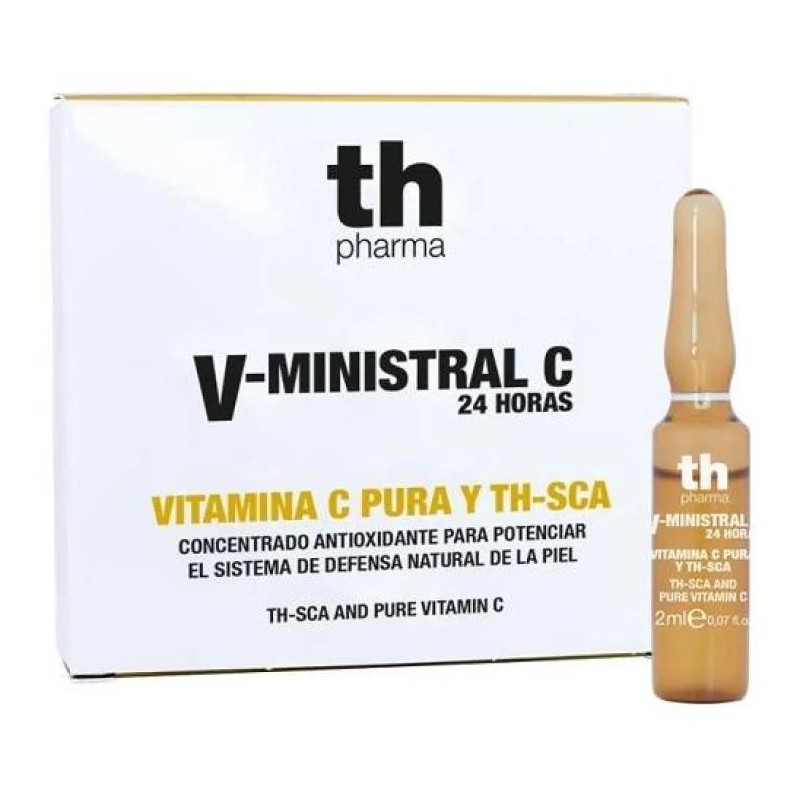 Foto esplicativa di Th Pharma Vitalia Ministral C Vitamina C Pura + Th Sca trattamento antiossidante viso e collo 5 fiale da 2ml