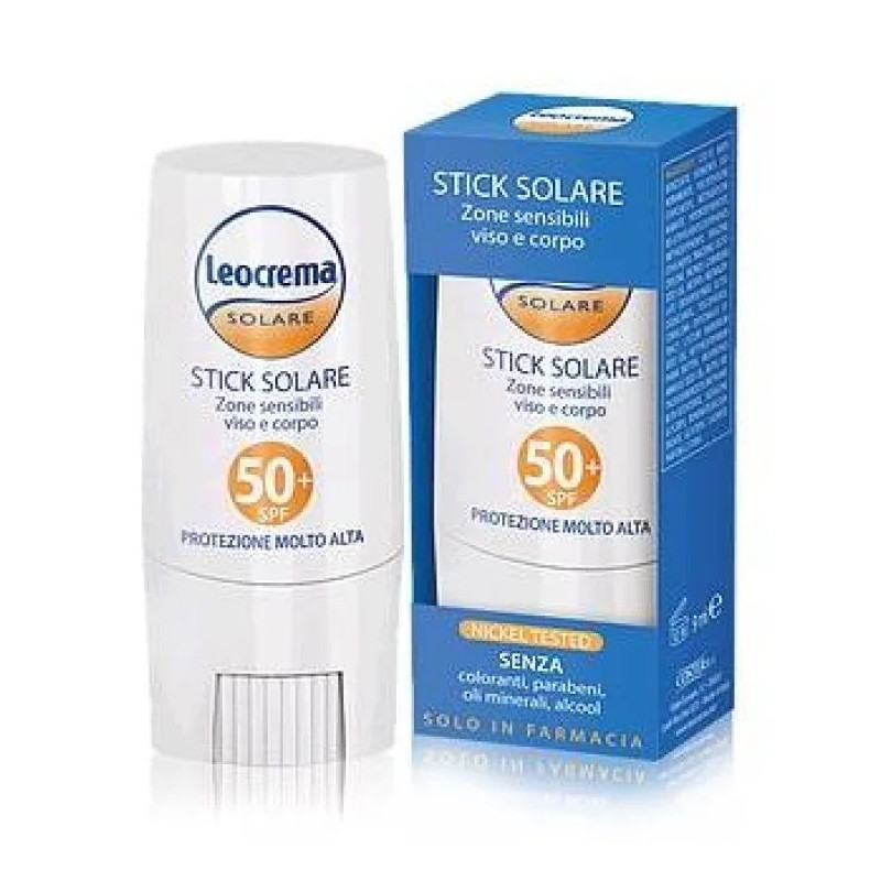 Foto illustrativa del packaging di Leocrema Stick Solare SPF50+ Goji protezione solare mirata stick 9ml