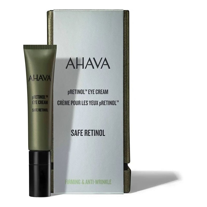 Scatola originale del prodotto Ahava Safe Retinol Eye Cream contorno occhi antirughe per pelle sensibile 15ml