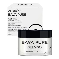 Dettaglio del packaging di Aspersina Bava Pure Gel Viso gel idratante rigenerante per tutti i tipi di pelle 50ml