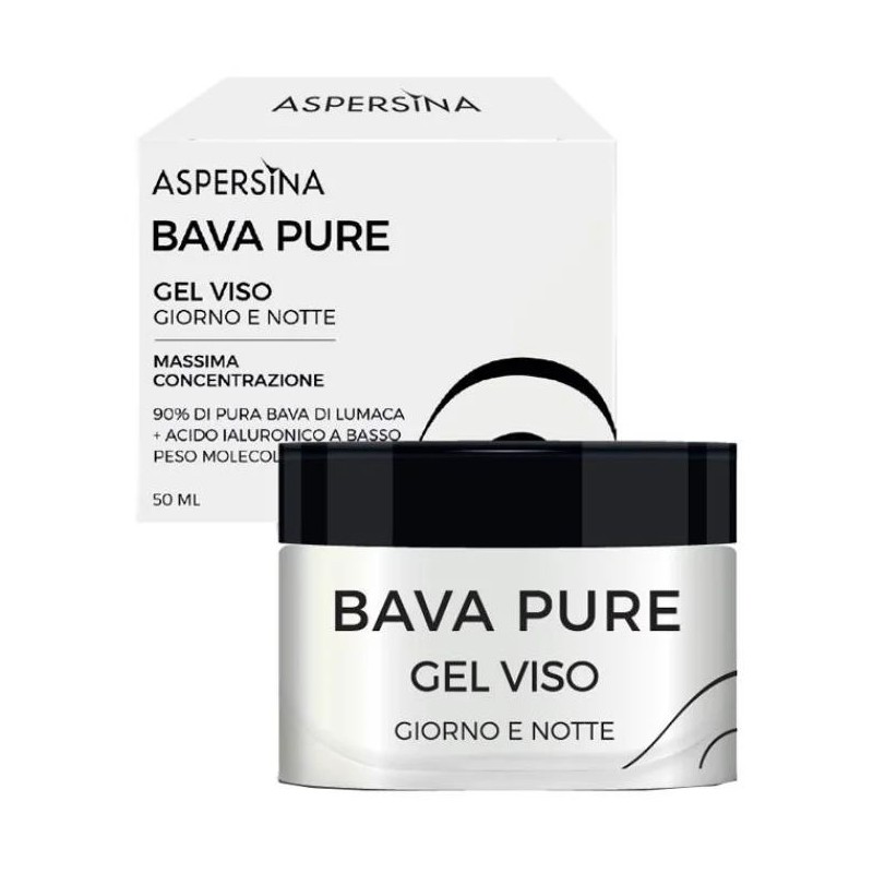 Dettaglio del packaging di Aspersina Bava Pure Gel Viso gel idratante rigenerante per tutti i tipi di pelle 50ml Dettaglio del packaging di Aspersina Bava Pure Gel Viso gel idratante rigenerante per tutti i tipi di pelle 50ml