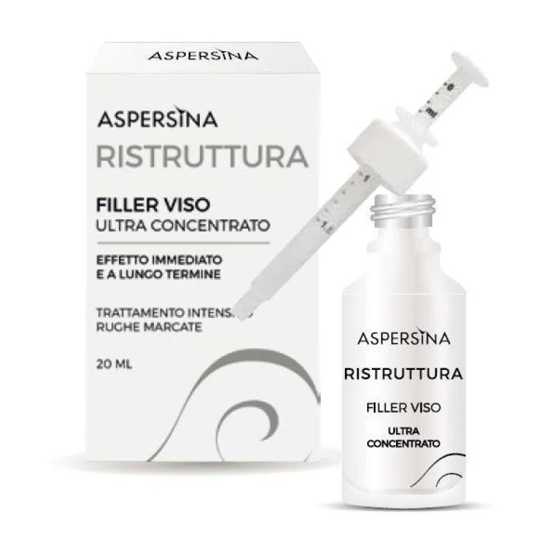 Scatola originale del prodotto Aspersina Ristruttura Filler Viso Ultra Concentrato trattamento anti-rughe effetto filler 20ml Scatola originale del prodotto Aspersina Ristruttura Filler Viso Ultra Concentrato trattamento anti-rughe effetto filler 20ml