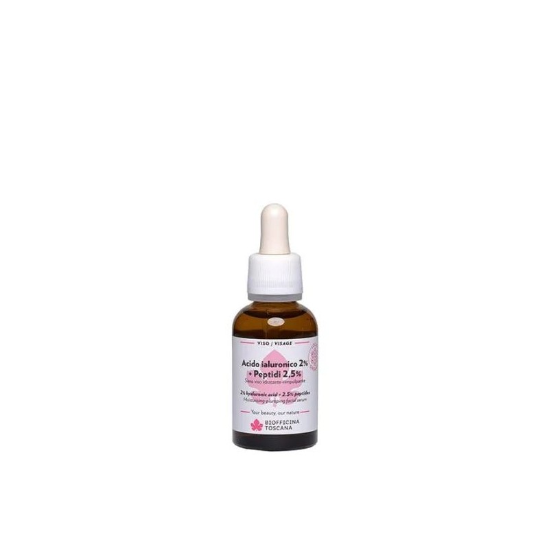 Immagine della scatola di Biofficina Toscana Acido Ialuronico Peptidi Siero Viso Idratante per Pelle Compatta e Luminosa 30ml Immagine della scatola di Biofficina Toscana Acido Ialuronico Peptidi Siero Viso Idratante per Pelle Compatta e Luminosa 30ml