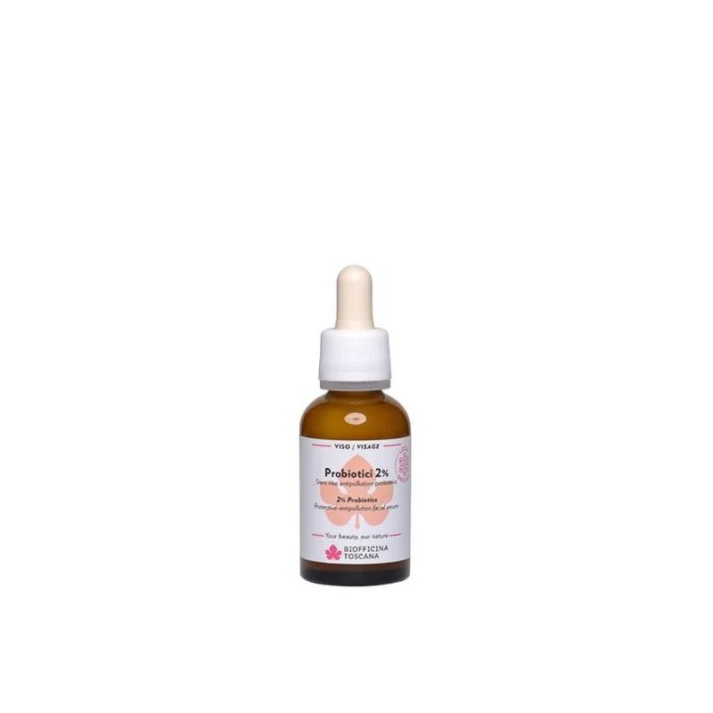 Dettaglio del packaging di Biofficina Toscana Probiotici 2% Siero Viso Antipollution per Protezione e Idratazione 30ml Dettaglio del packaging di Biofficina Toscana Probiotici 2% Siero Viso Antipollution per Protezione e Idratazione 30ml