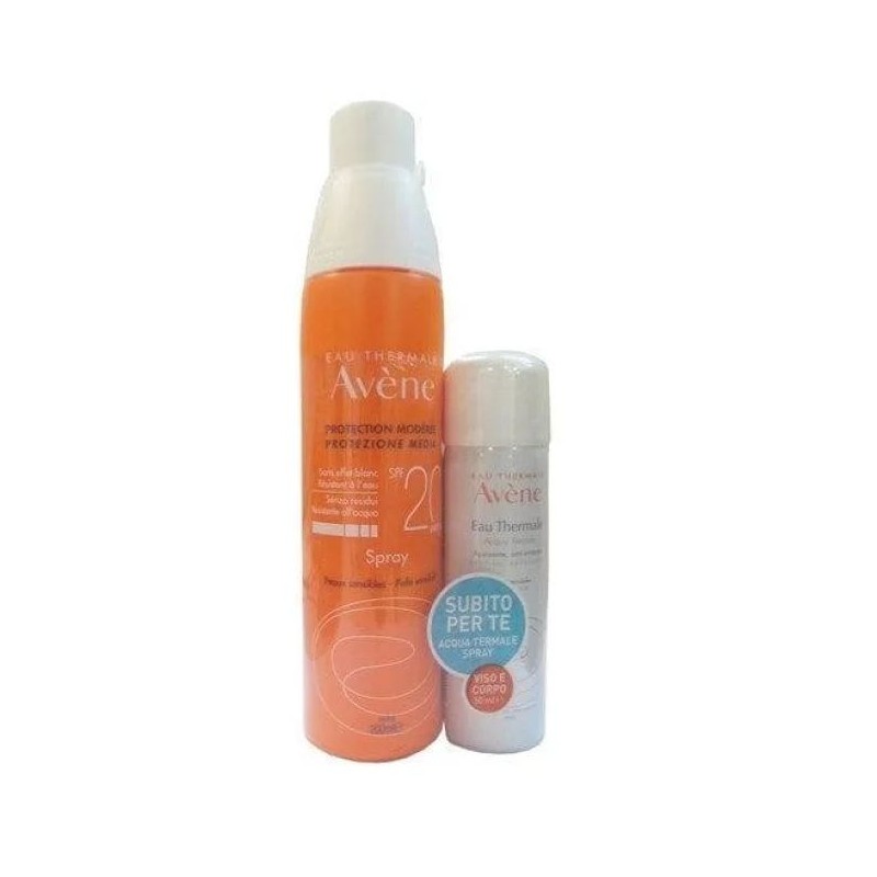 Confezione commerciale diAvène Solare Kit Spray SPF20 protezione solare e idratazione per pelli sensibili kit 200ml + 50ml Confezione commerciale diAvène Solare Kit Spray SPF20 protezione solare e idratazione per pelli sensibili kit 200ml + 50ml