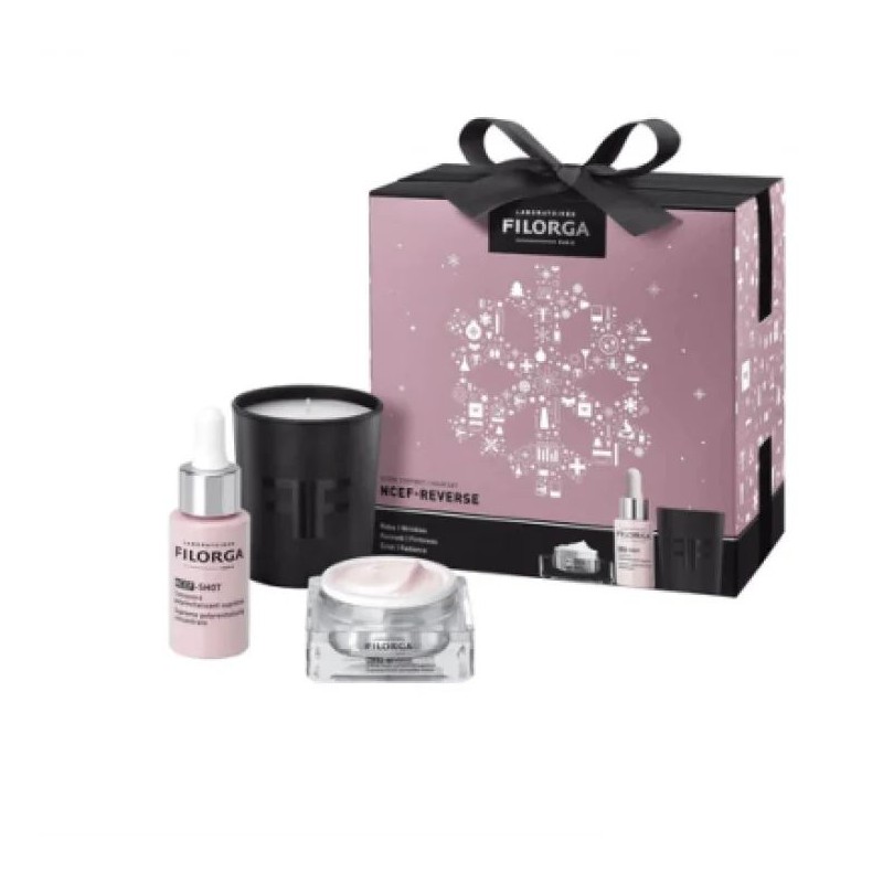 Vista del prodotto: Filorga Box Ncef Rituale d'urto anti-età con NCEF-Shot, NCEF-Reverse e candela 2x15ml