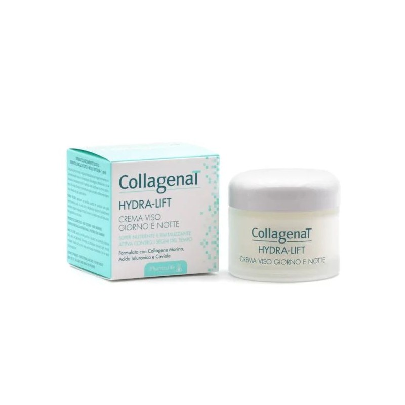 Confezione commerciale diCollagenat Hydra Lift Crema Viso Super Nutriente per Pelli Mature Idratante e Antiage 50ml