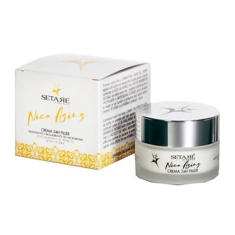 Confezione commerciale diSetarè Nice Aging 24h Filler Crema Rassodante Viso Antirughe 50ml per Pelle Più Giovane e Compatta