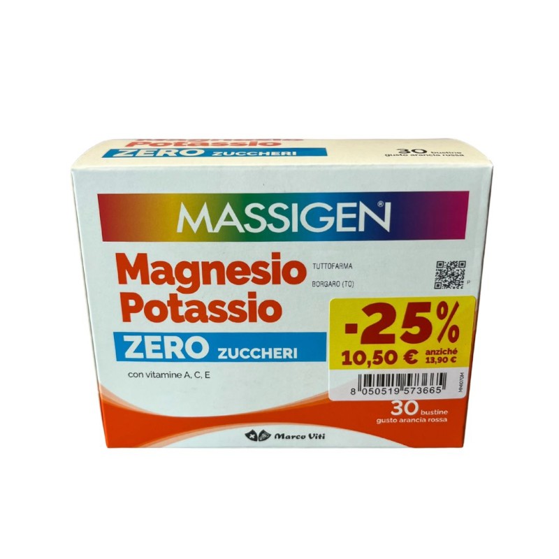 Formato di Massigen Magnesio Potassio Zero Zuccheri per Benessere Muscolare e Nervoso 30 Bustine Formato di Massigen Magnesio Potassio Zero Zuccheri per Benessere Muscolare e Nervoso 30 Bustine