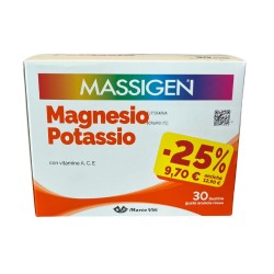 Formato di Massigen Magnesio Potassio integratore per stanchezza al gusto arancia rossa da 30 bustine Formato di Massigen Magnesio Potassio integratore per stanchezza al gusto arancia rossa da 30 bustine