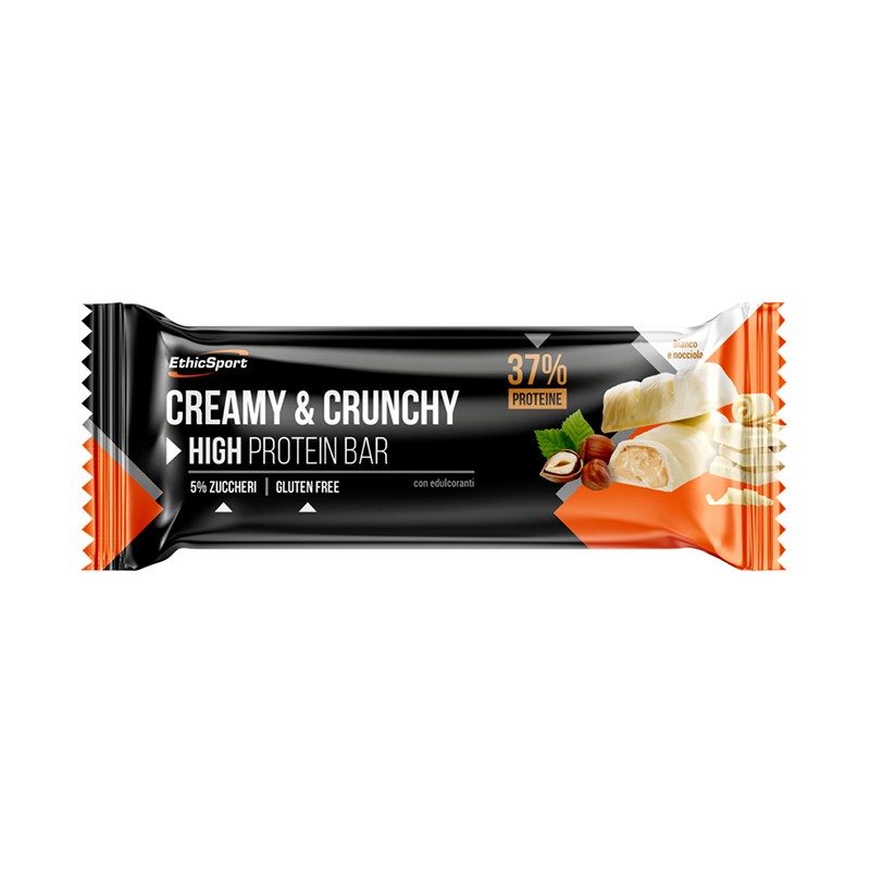 Ethicsport Creamy&crunchy Barretta proteica bianco/nocciola per Snack Proteico e Recupero 30g Ethicsport Creamy&crunchy Barretta proteica bianco/nocciola per Snack Proteico e Recupero 30g