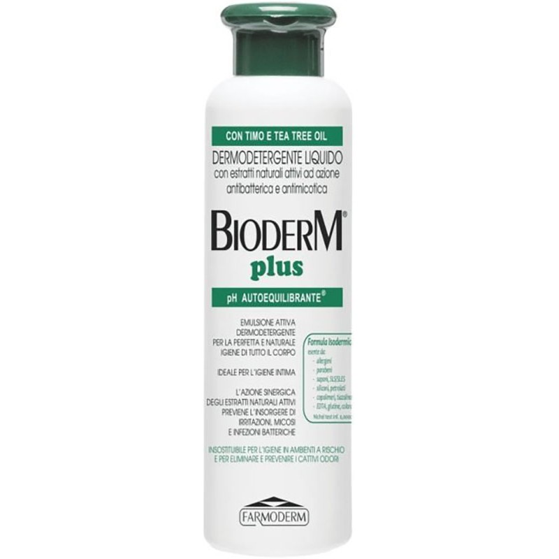 Farmoderm Bioderm Plus Antibatterico detergente naturale per igiene quotidiana 500ml Farmoderm Bioderm Plus Antibatterico detergente naturale per igiene quotidiana 500ml