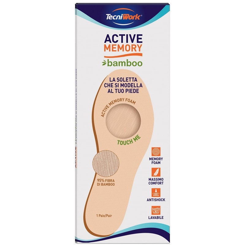 Tecniwork Active Memory Soletta Bamboo 38 per Comfort e Freschezza Piedi Taglia 38 Tecniwork Active Memory Soletta Bamboo 38 per Comfort e Freschezza Piedi Taglia 38