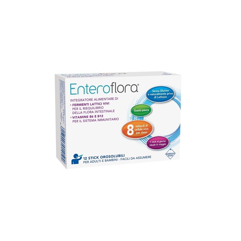 Enteroflora 12 stick orosolubili per flora intestinale e sistema immunitario 12 stick Enteroflora 12 stick orosolubili per flora intestinale e sistema immunitario 12 stick