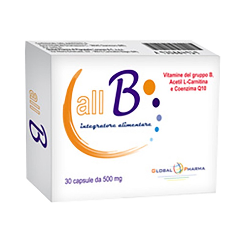 Global Pharma All B integratore per energia, memoria e concentrazione 30 capsule Global Pharma All B integratore per energia, memoria e concentrazione 30 capsule