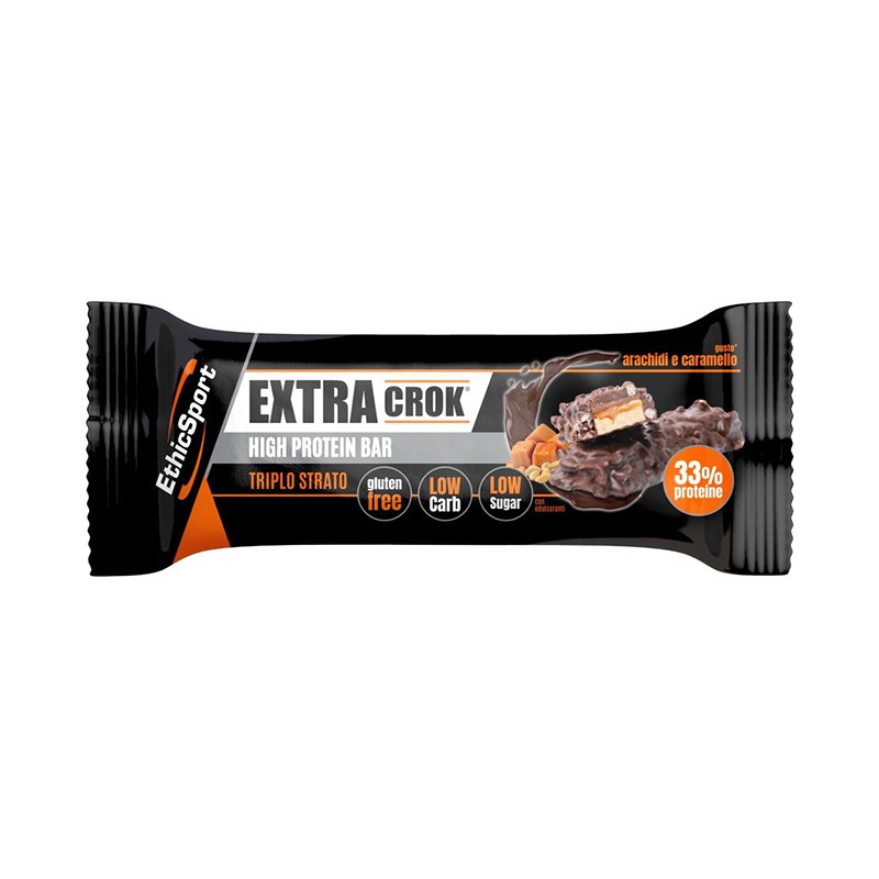 Ethicsport Extra Crok Arachidi Caramello barretta proteica snack senza glutine 50g