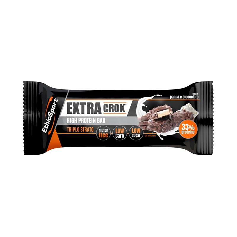 Ethicsport Extra Crok Panna Cioccolato barretta proteica senza glutine 50g Ethicsport Extra Crok Panna Cioccolato barretta proteica senza glutine 50g