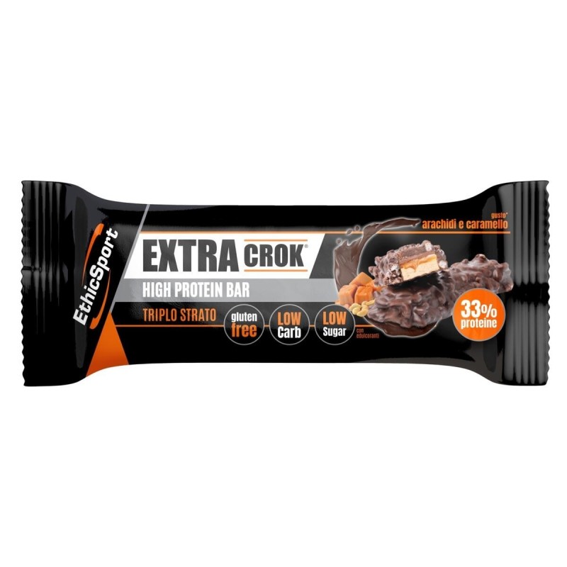 Ethicsport Extra Crok Arachidi Caramello barretta proteica snack senza glutine 50g
