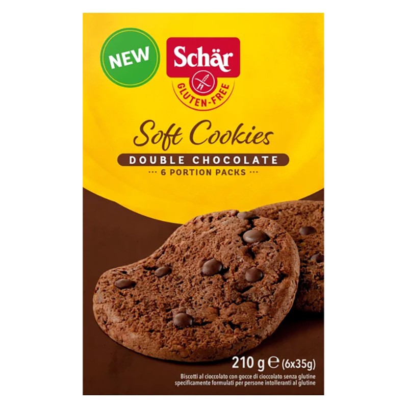 Schar Soft Cookie Double Chocolate biscotti senza glutine al cioccolato 210g Schar Soft Cookie Double Chocolate biscotti senza glutine al cioccolato 210g