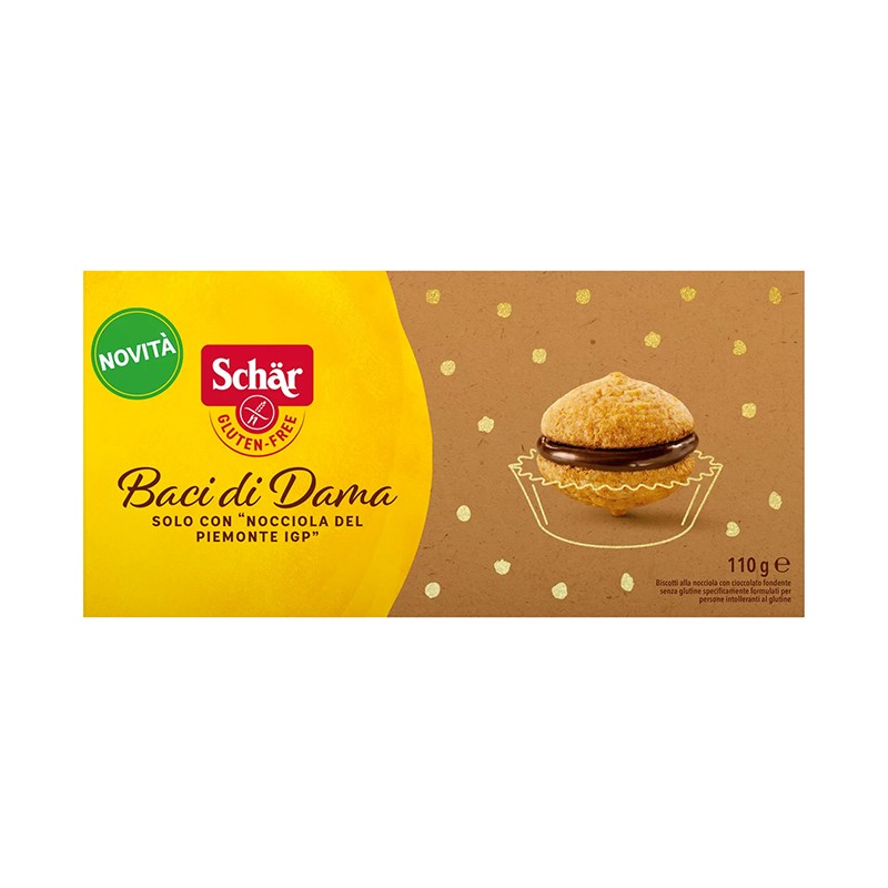 Schar Baci di Dama biscotti senza glutine con nocciole e cioccolato 100 g Schar Baci di Dama biscotti senza glutine con nocciole e cioccolato 100 g