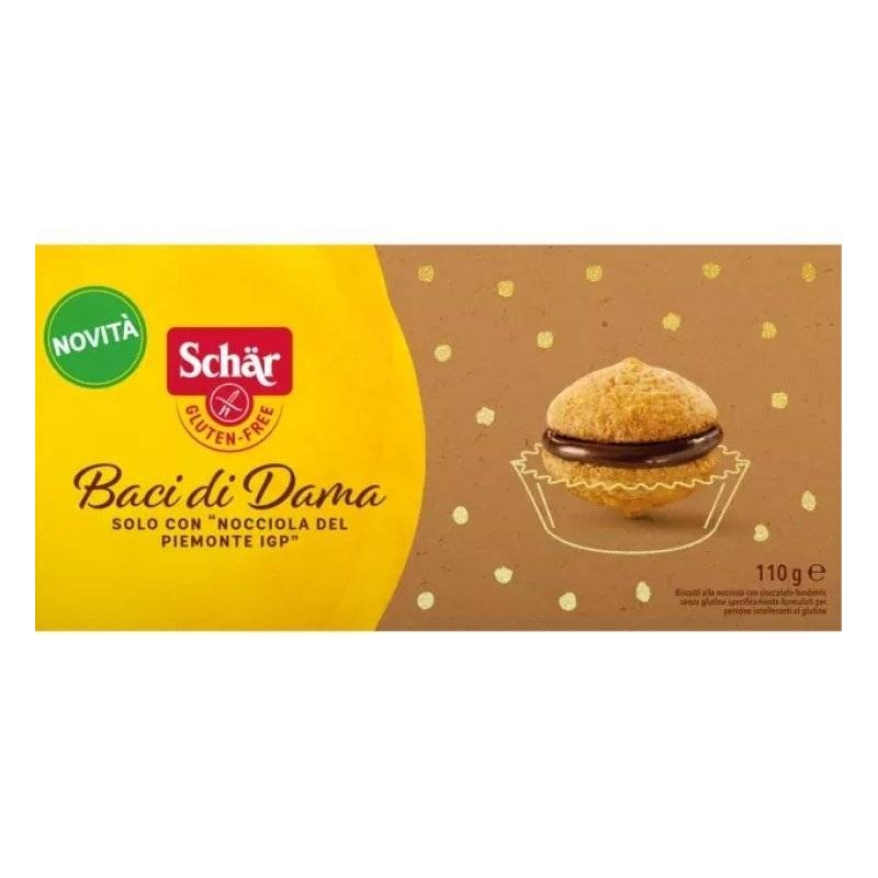 Schar Baci di Dama biscotti senza glutine con nocciole e cioccolato 100 g Schar Baci di Dama biscotti senza glutine con nocciole e cioccolato 100 g