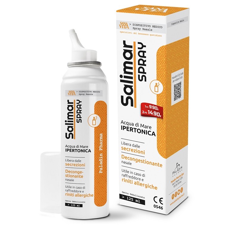 Paladin Pharma Spray Nasale Ipertonico Sanavita Salimar decongestionante per naso chiuso 125ml Paladin Pharma Spray Nasale Ipertonico Sanavita Salimar decongestionante per naso chiuso 125ml