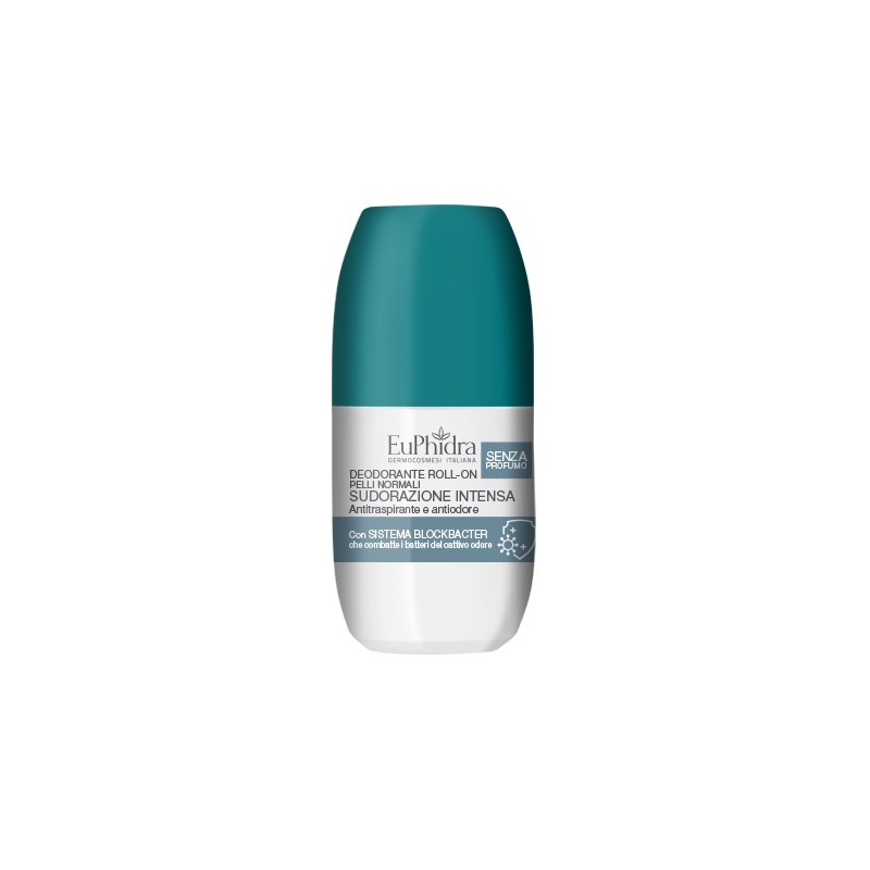 flacone di Euphidra Deo Roll On Senza Profumo Deodorante Antiodore per Sudorazione Intensa 50ml