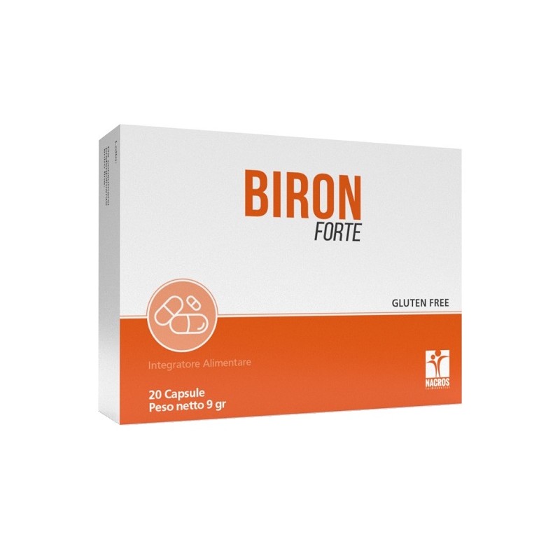 Nacros Biron Forte integratore ferro folato per energia e immunità 20 capsule Nacros Biron Forte integratore ferro folato per energia e immunità 20 capsule