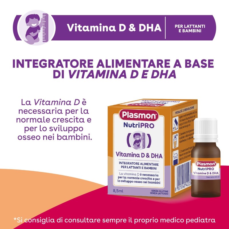 Plasmon NutriPRO Vitamina D & DHA per Crescita Flacone 7,82 g Plasmon NutriPRO Vitamina D & DHA per Crescita Flacone 7,82 g