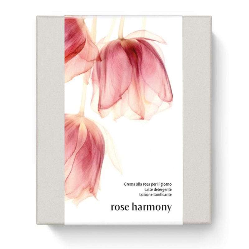 confezione di Dr. Hauschka Rose Harmony Kit con Latte Detergente 30ml + Lozione Tonificante 30ml + Crema Giorno 30ml