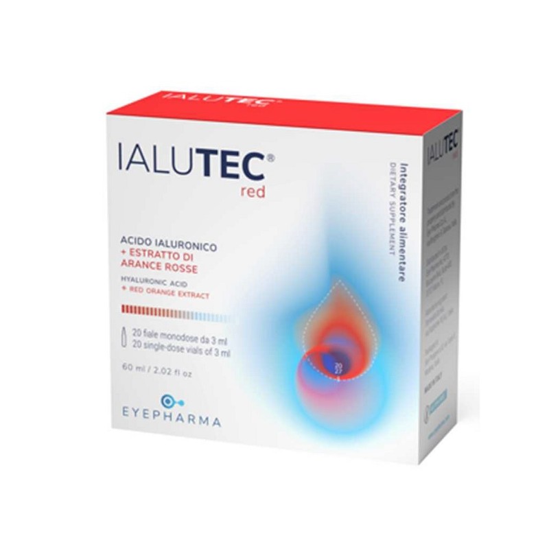 confezione di Ialutec Red Integratore Acido Ialuronico e Antiossidanti 20 Fiale