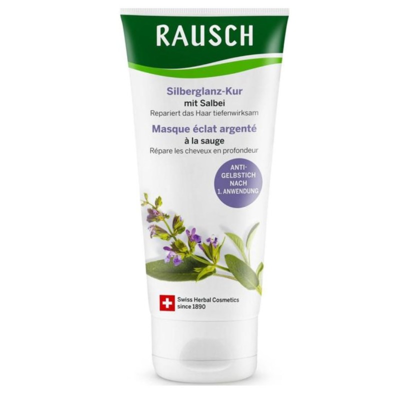 confezione di Rausch Silver Shine Maschera Antigiallo alla Salvia per Capelli Lucenti 15ml confezione di Rausch Silver Shine Maschera Antigiallo alla Salvia per Capelli Lucenti 15ml