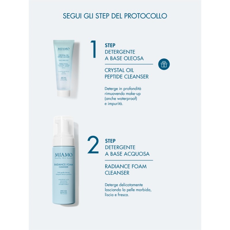 Miamo Doppia Detersione Protocollo Illuminante Radiance Cleanser 150ml + Mini Crystal Oil 50ml Miamo Doppia Detersione Protocollo Illuminante Radiance Cleanser 150ml + Mini Crystal Oil 50ml